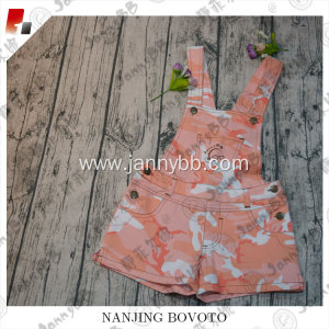 JannyBB slub twill printed girls denim overalls